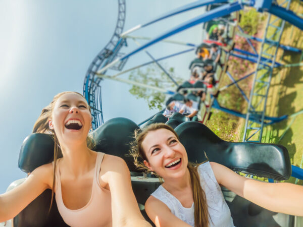 two girls on roller coaster